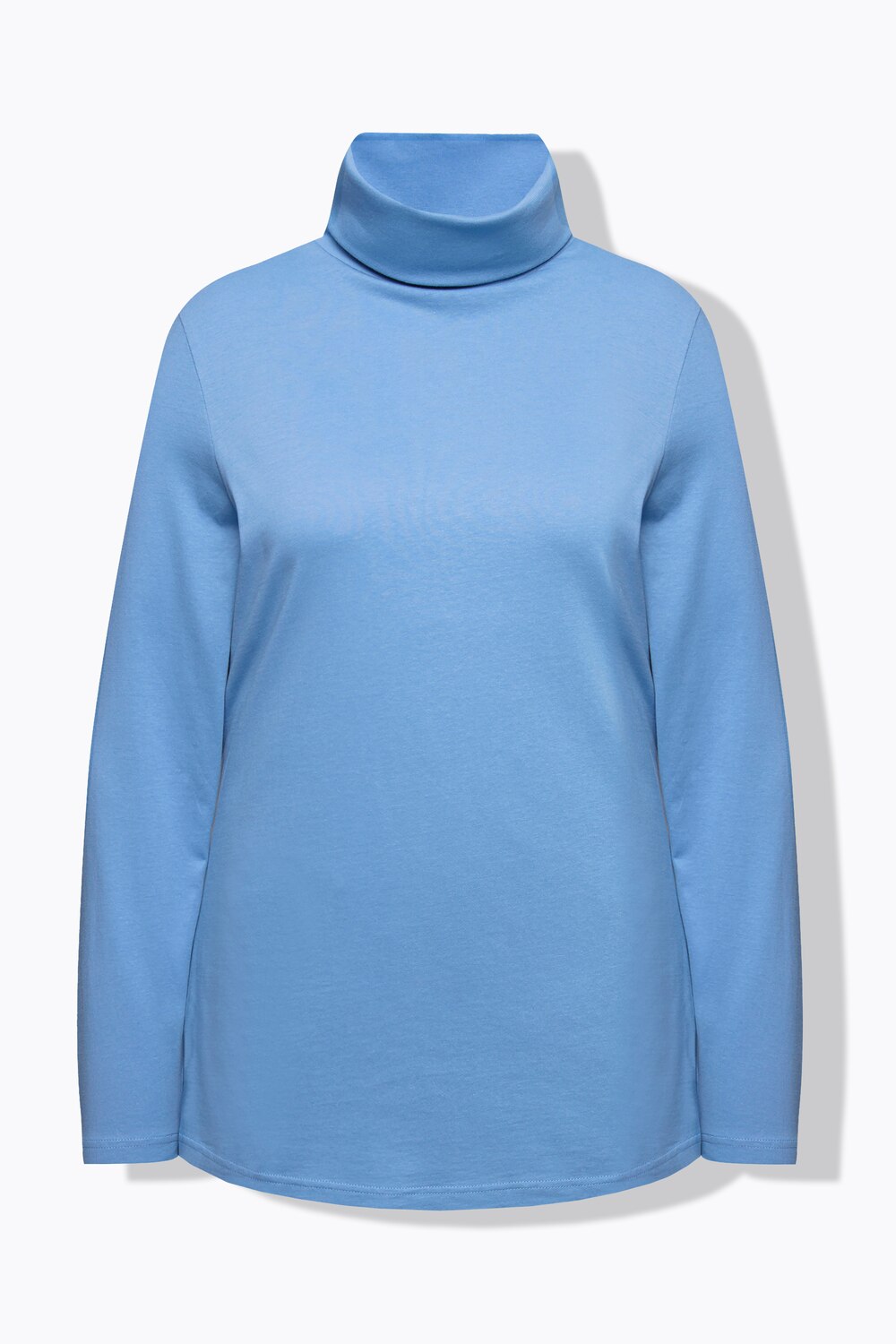 Stora storlekar Topp med polokrage, Dam, blå, storlek: 46/48, Bomull/Polyester, Ulla Popken