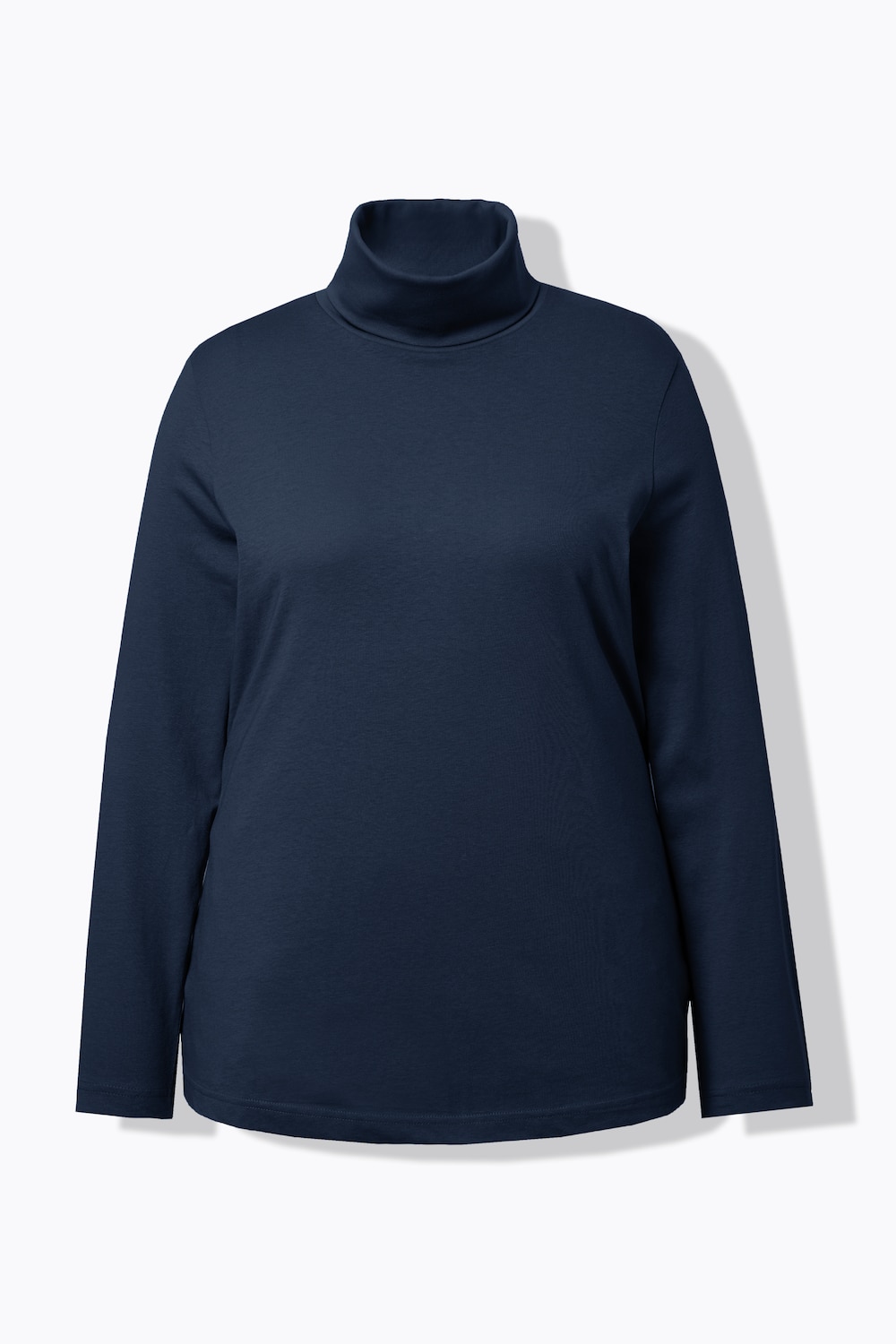Stora storlekar Topp med polokrage, Dam, blå, storlek: 50/52, Bomull/Polyester, Ulla Popken