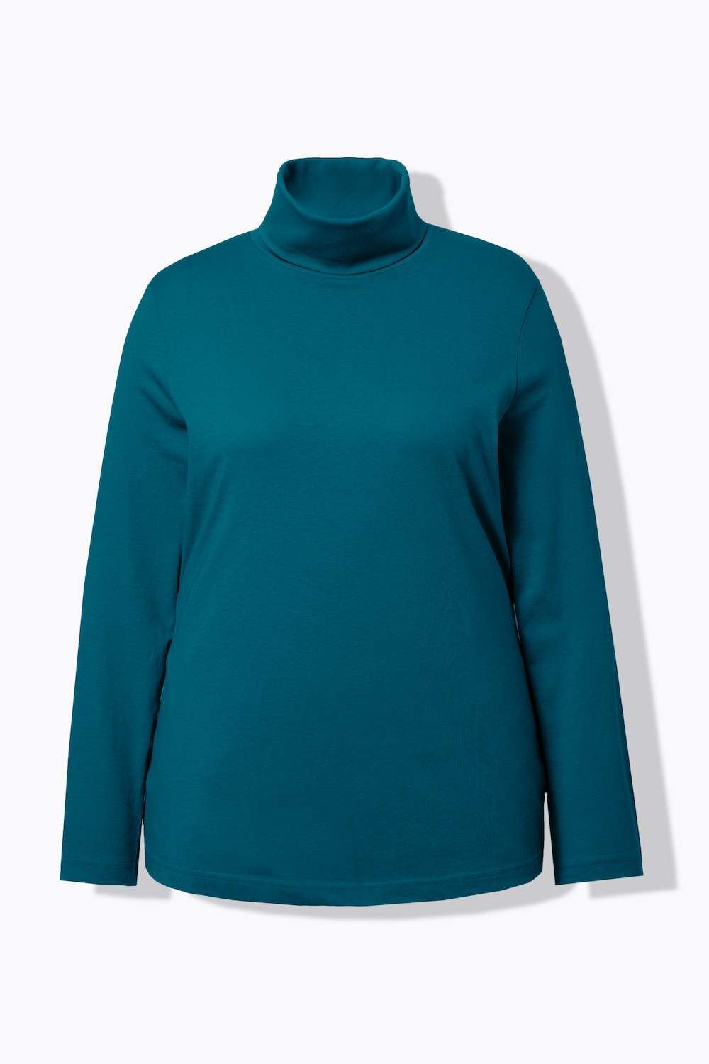 Stora storlekar Topp med polokrage, Dam, blå, storlek: 50/52, Bomull/Polyester, Ulla Popken
