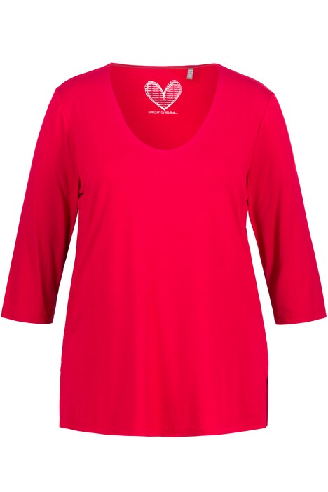 Tričko, zdvojený přední díl, výstřih do V, 3/4 rukávy