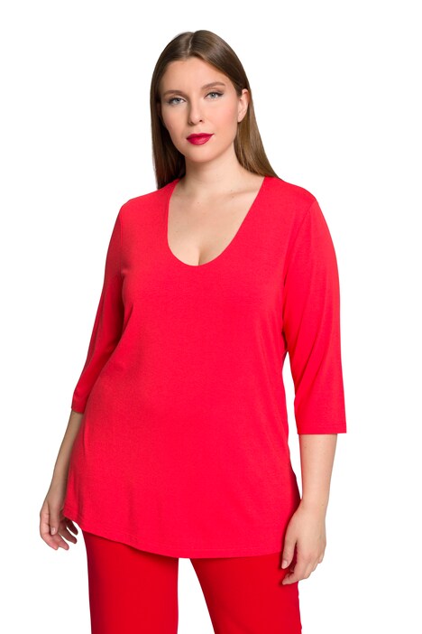 Tričko, zdvojený přední díl, výstřih do V, 3/4 rukávy