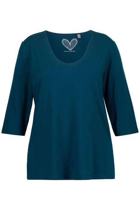 Tričko, zdvojený přední díl, výstřih do V, 3/4 rukávy