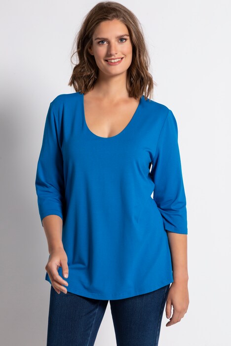 Silky Stretch Rounded V-Neck Stretch Knit Top | T-Shirts | Knit Tops & Tees