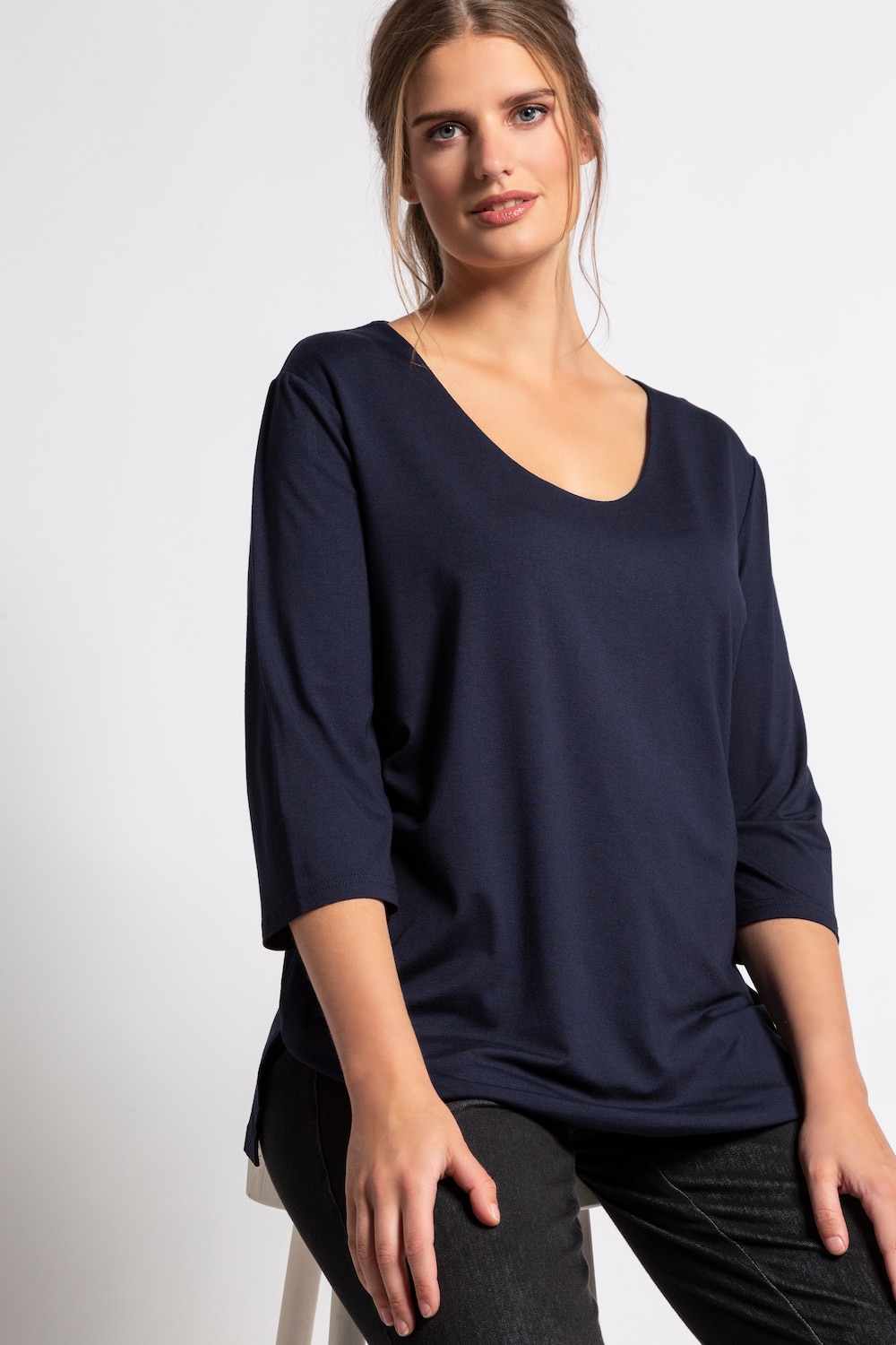 Grote Maten shirt, Dames, blauw, Maat: 46/48, Viscose, Ulla Popken Grote Maten shirt, Dames, blauw, Maat: 46/48, Viscose, Ulla Popken