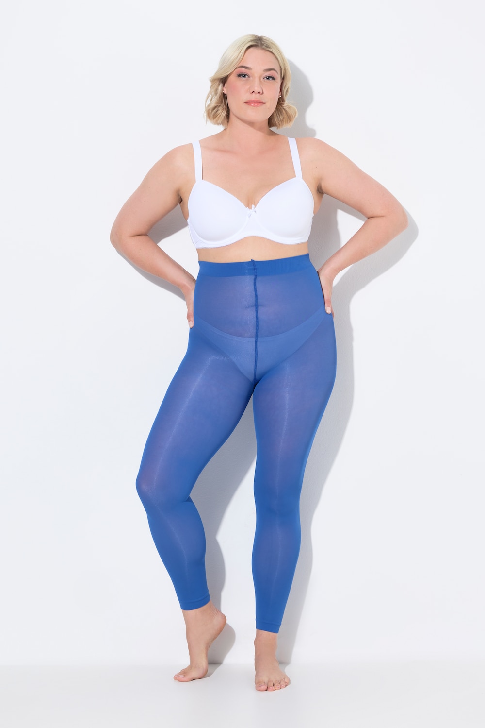 Große Größen Strumpf-Leggings, Damen, blau, Größe: 48/50, Synthetische Fasern, Ulla Popken