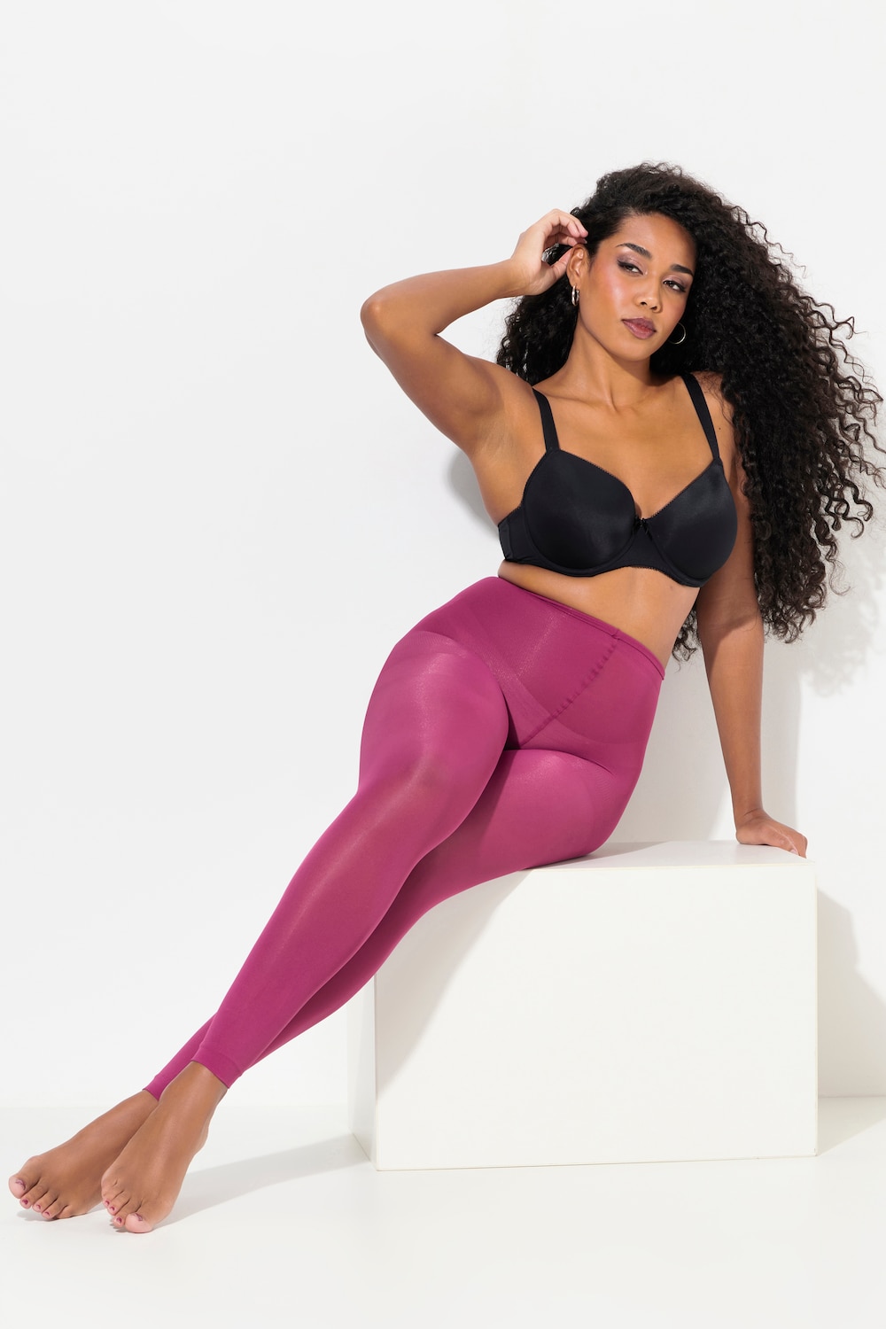 Große Größen Strumpf-Leggings, Damen, lila, Größe: 56/58, Synthetische Fasern, Ulla Popken