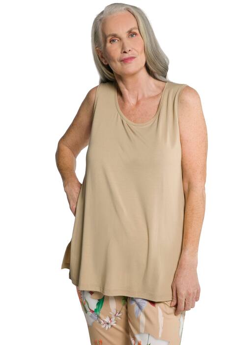 Top, kulatý výstřih, streč, široká ramínka, bez rukávů