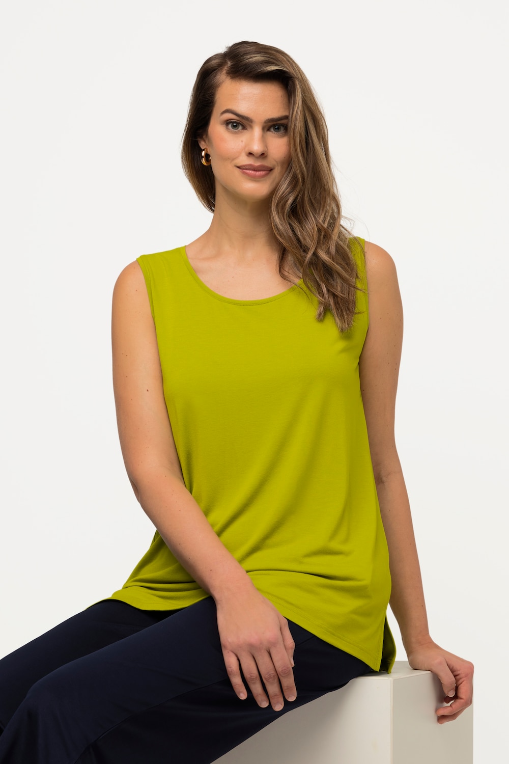 grandes tailles débardeur stretch à encolure ronde. bretelles larges, femmes, vert, taille: 48/50, viscose, ulla popken