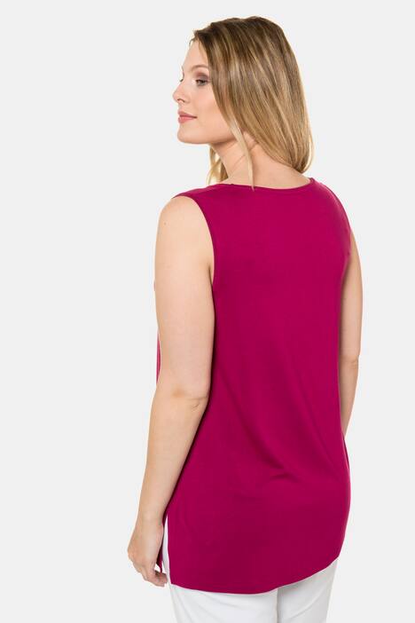 Linne, rund hals, stretch, breda axelband, ärmlös, kräppat