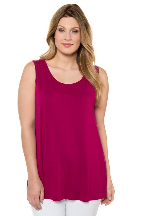 Top, kulatý výstřih, streč, široká ramínka, bez rukávů, krep