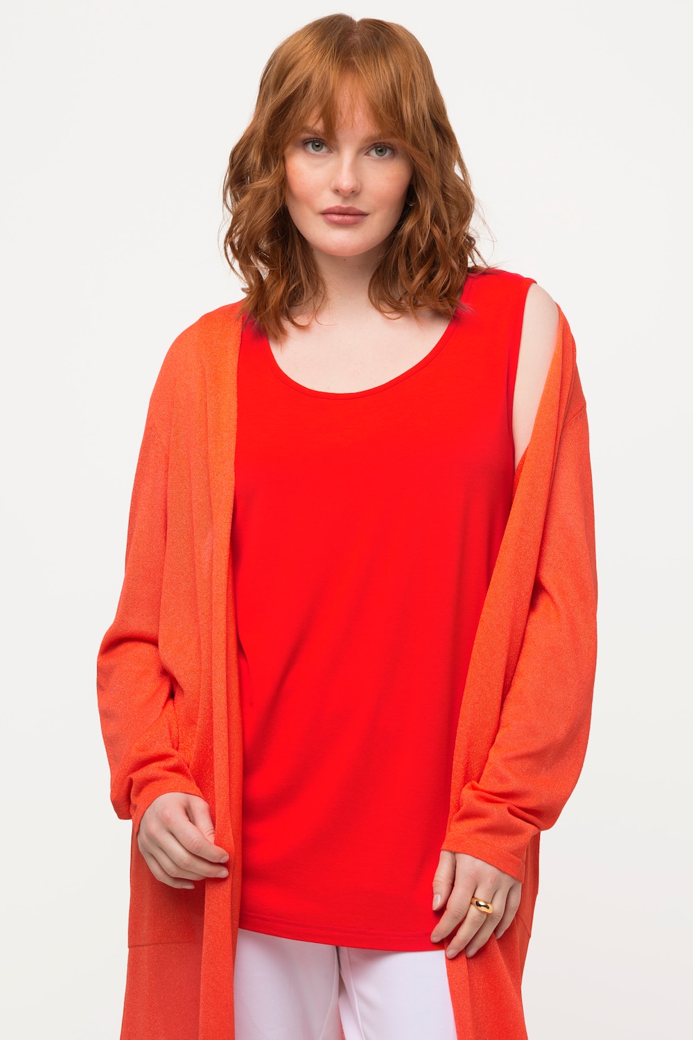 Grote Maten top, Dames, oranje, Maat: 58/60, Viscose, Ulla Popken