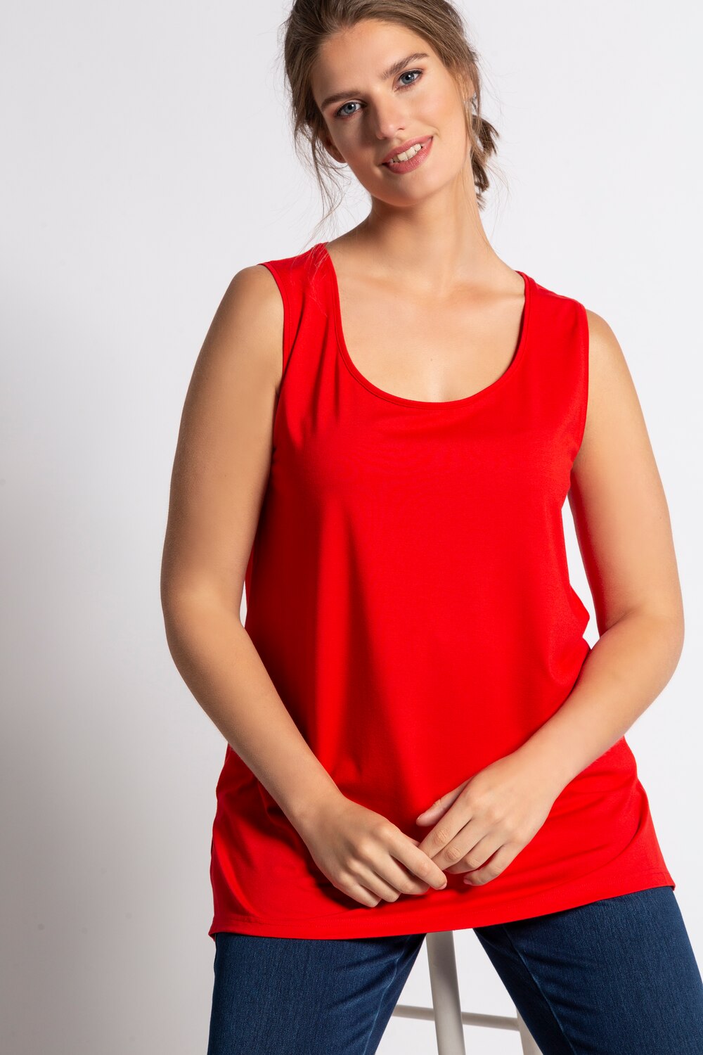 Grote Maten top, Dames, rood, Maat: 42/44, Viscose, Ulla Popken