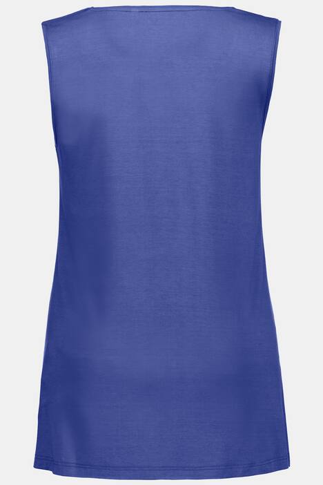 Top z okrągłym dekoltem, szerokie ramiączka, bez rękawów, streczowa krepa