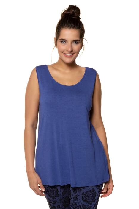 Top, kulatý výstřih, streč, široká ramínka, bez rukávů, krep