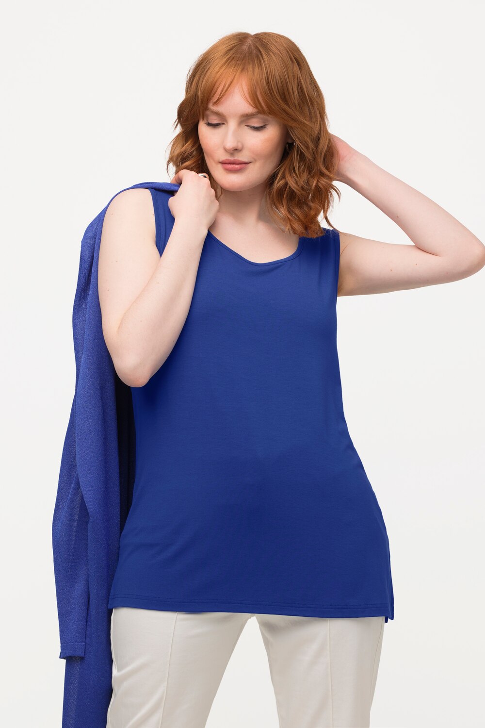 Grote Maten top, Dames, blauw, Maat: 54/56, Viscose, Ulla Popken