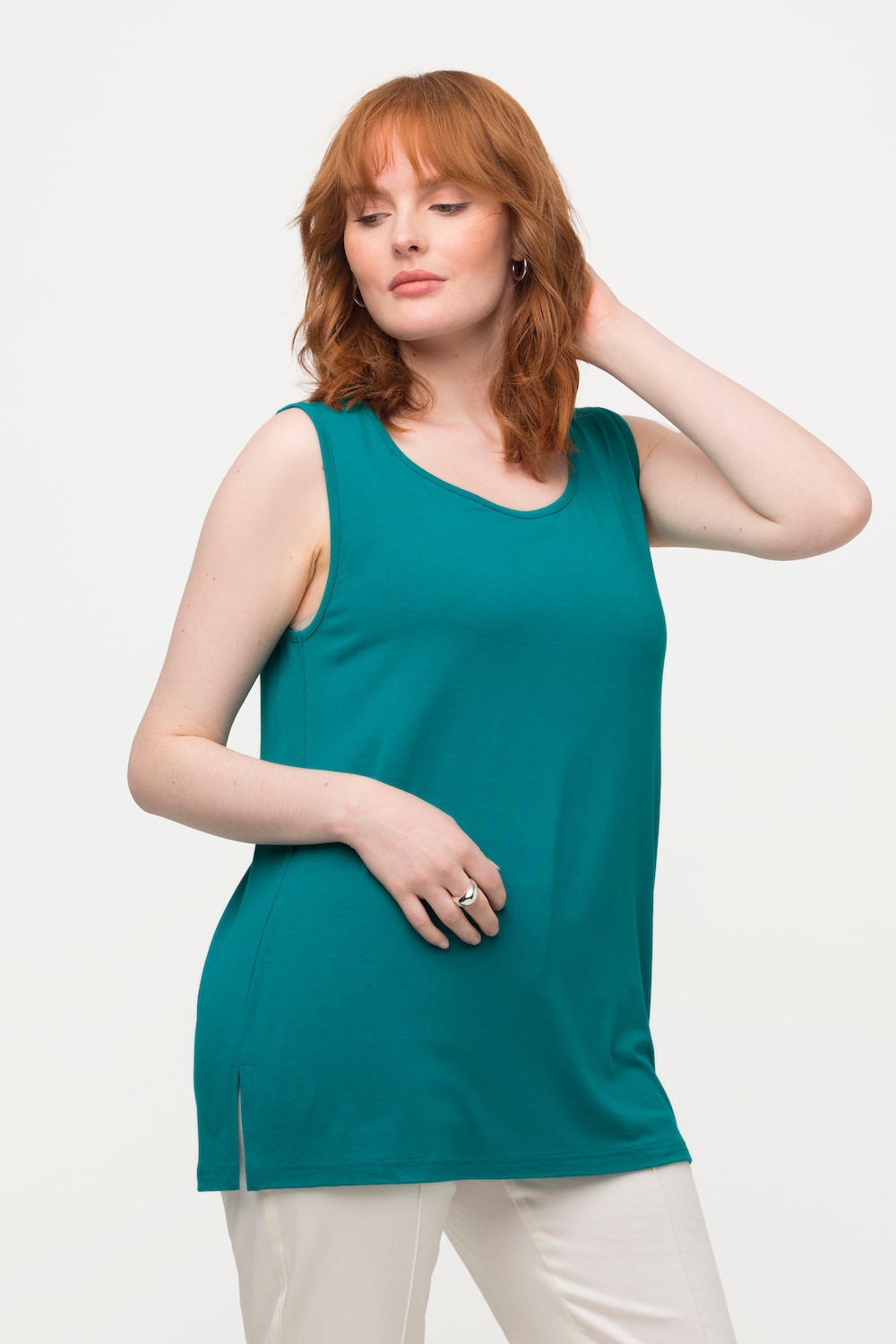 Grote Maten top, Dames, turquoise, Maat: 46/48, Viscose, Ulla Popken