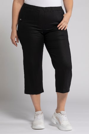Ulla Popken 7/8-Leinenhose, elastischer Bund, Eingrifftaschen - Große Größen