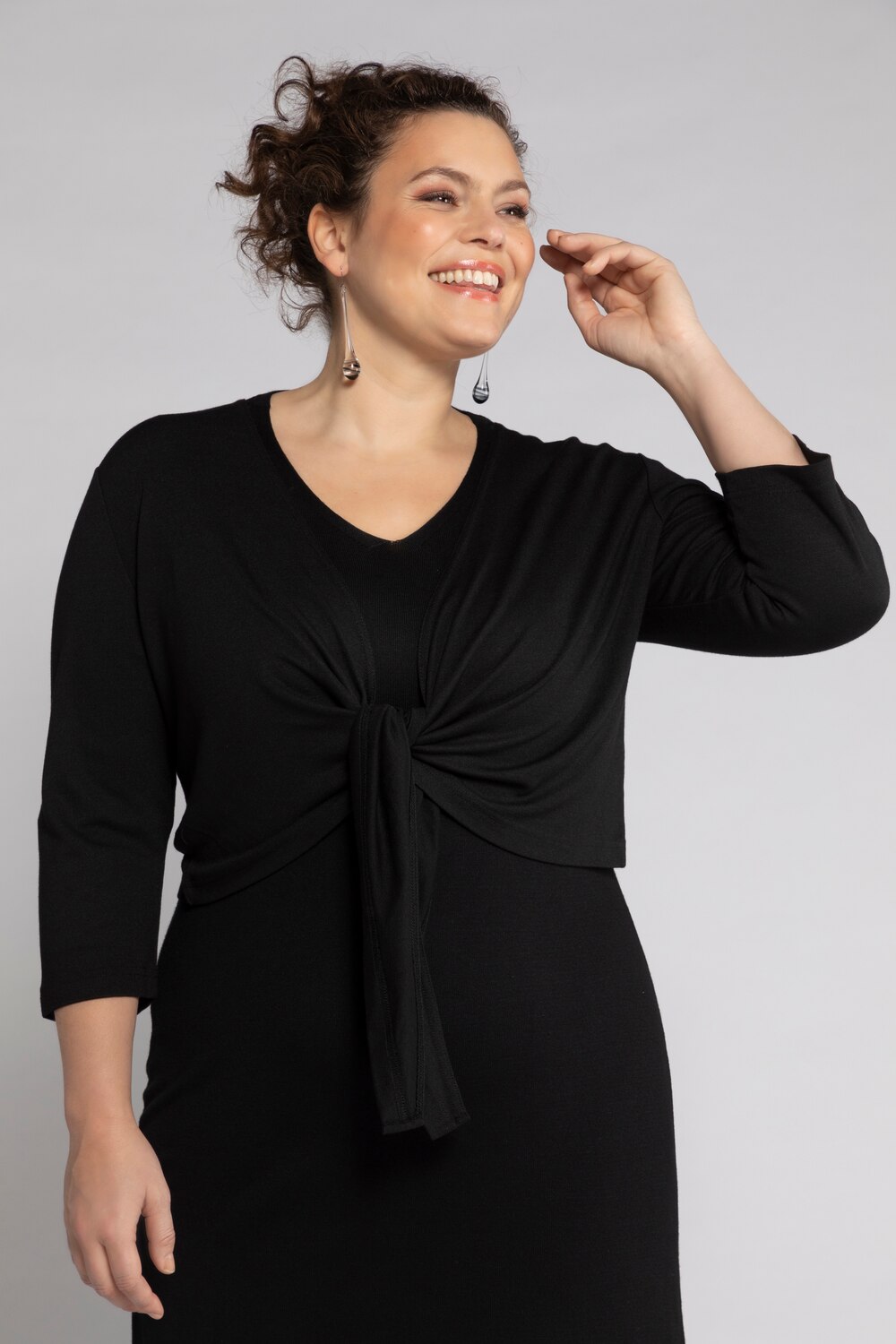 Plus Size Bolero Knit Jacket, Woman, black, size: 20/22, viscose/polyester, Ulla Popken