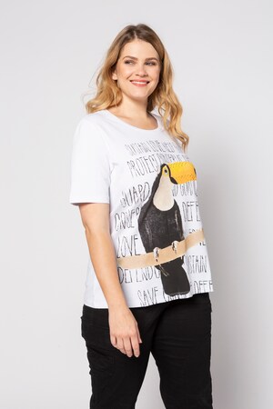 Duże rozmiary T-shirt, damska, biały, rozmiar: 50/52, bawełna/elastan, Ulla Popken