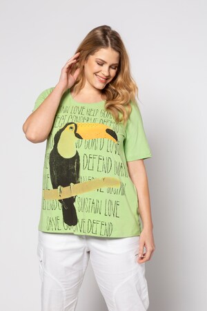 Duże rozmiary T-shirt, damska, zielony, rozmiar: 46/48, bawełna/elastan, Ulla Popken