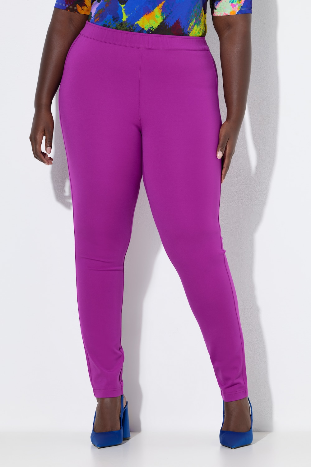 Große Größen Punto-Hose Sienna, Damen, lila, Größe: 42, Viskose/Synthetische Fasern, Ulla Popken