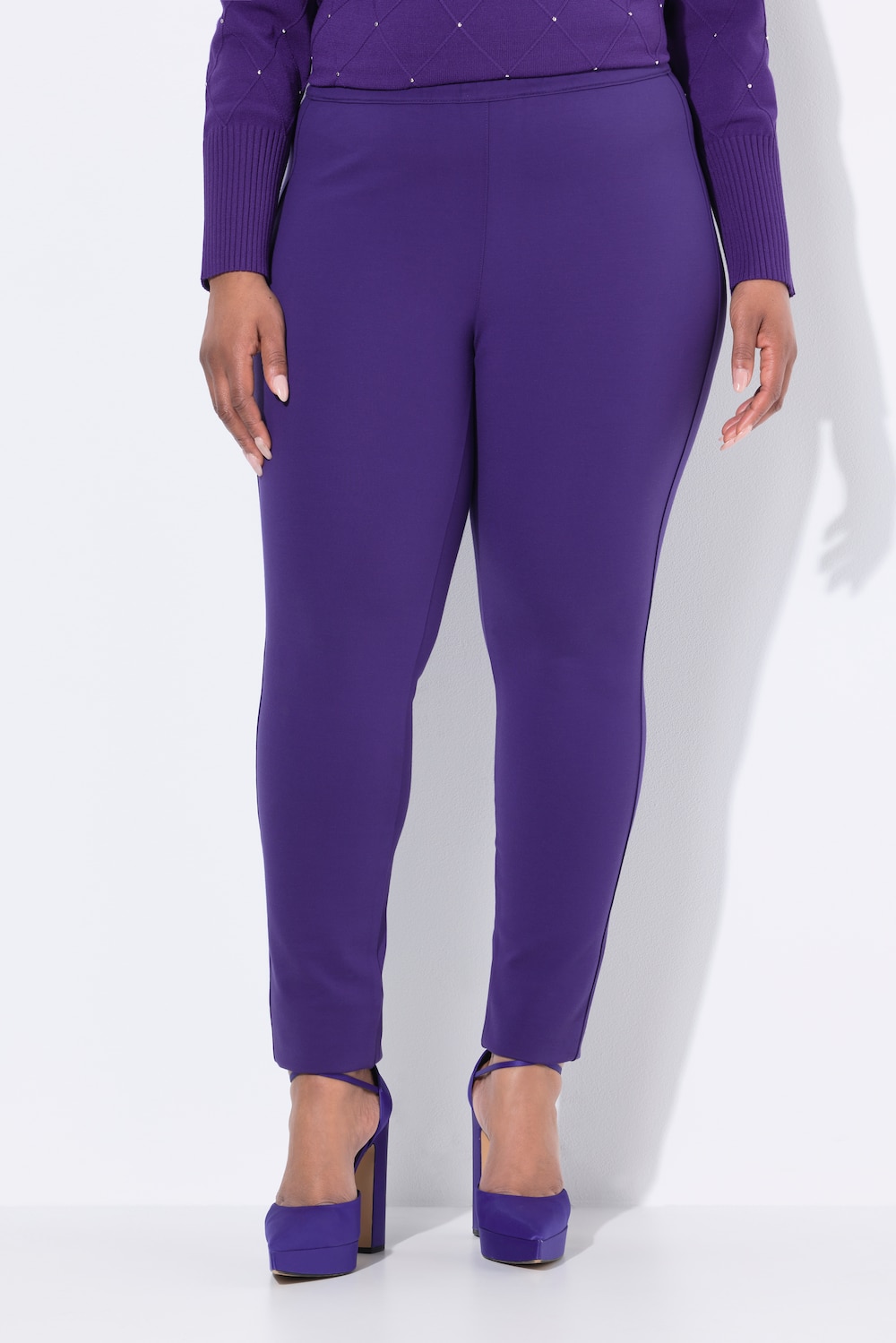 Große Größen Punto-Hose Sienna, Damen, lila, Größe: 42, Viskose/Synthetische Fasern, Ulla Popken