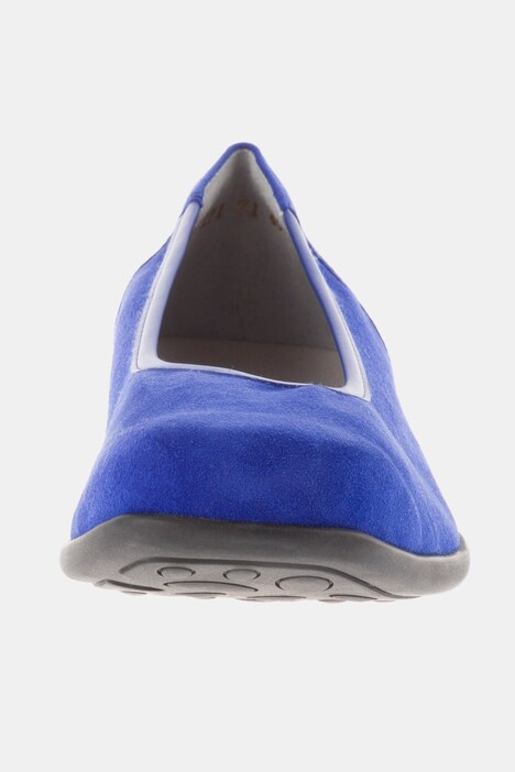 Ballerines, daim doux, cuir respirant, talon compensé, largeur H