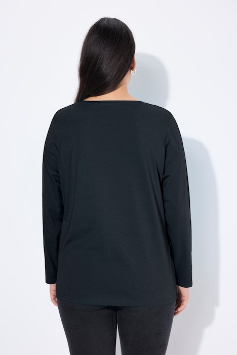 Basic Long Sleeve Round Neck Henley Tee