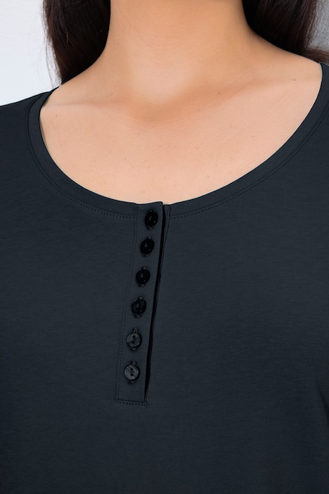 Basic Long Sleeve Round Neck Henley Tee