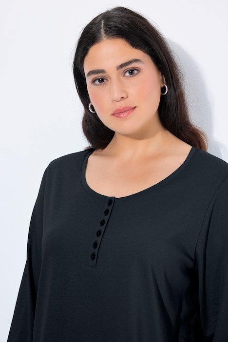 Basic Long Sleeve Round Neck Henley Tee