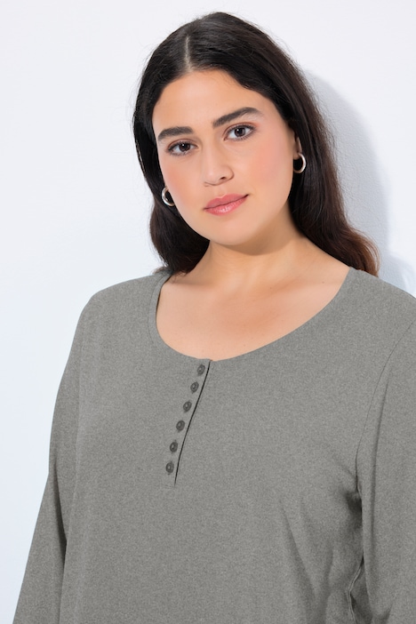 Basic Long Sleeve Round Neck Henley Tee
