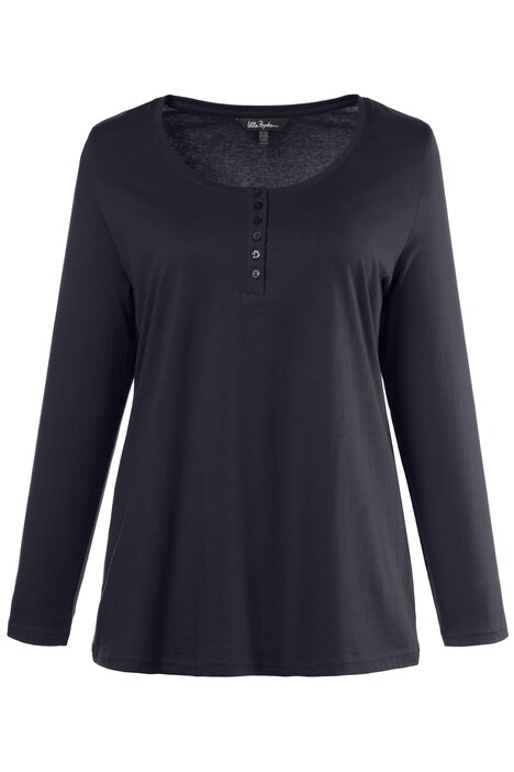 Tričko, knoflíková léga, Regular střih, dlouhé rukávy