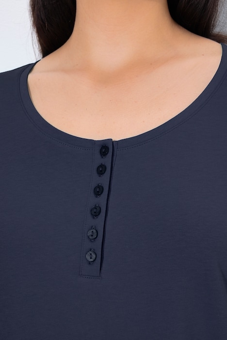 Basic Long Sleeve Round Neck Henley Tee