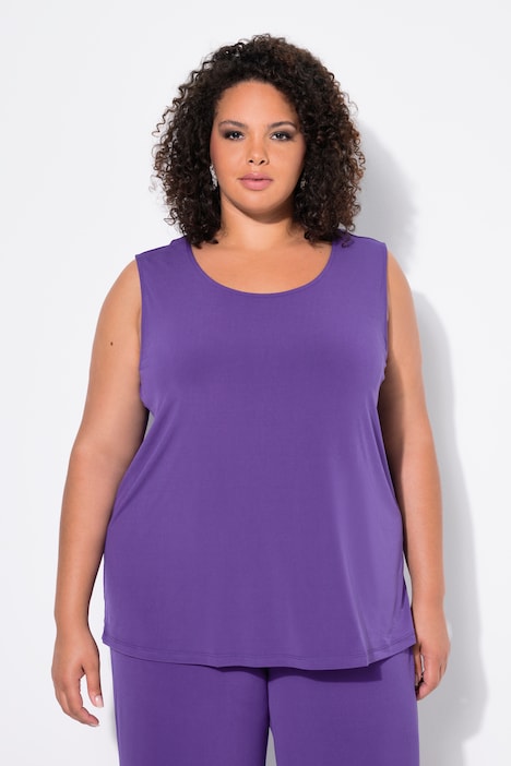 Matte Jersey Round Neck Knit Tank Top