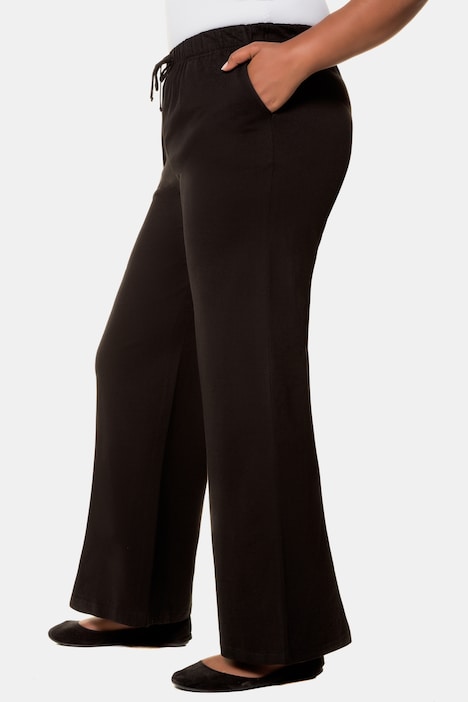 Black Woven Drawstring Pants, Women's Bottom