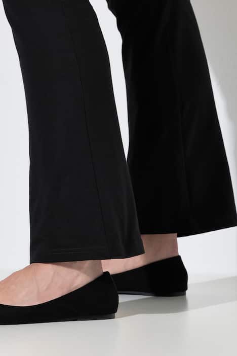 broek, yoga broek, jersey, uitlopende pijpen, elastische band