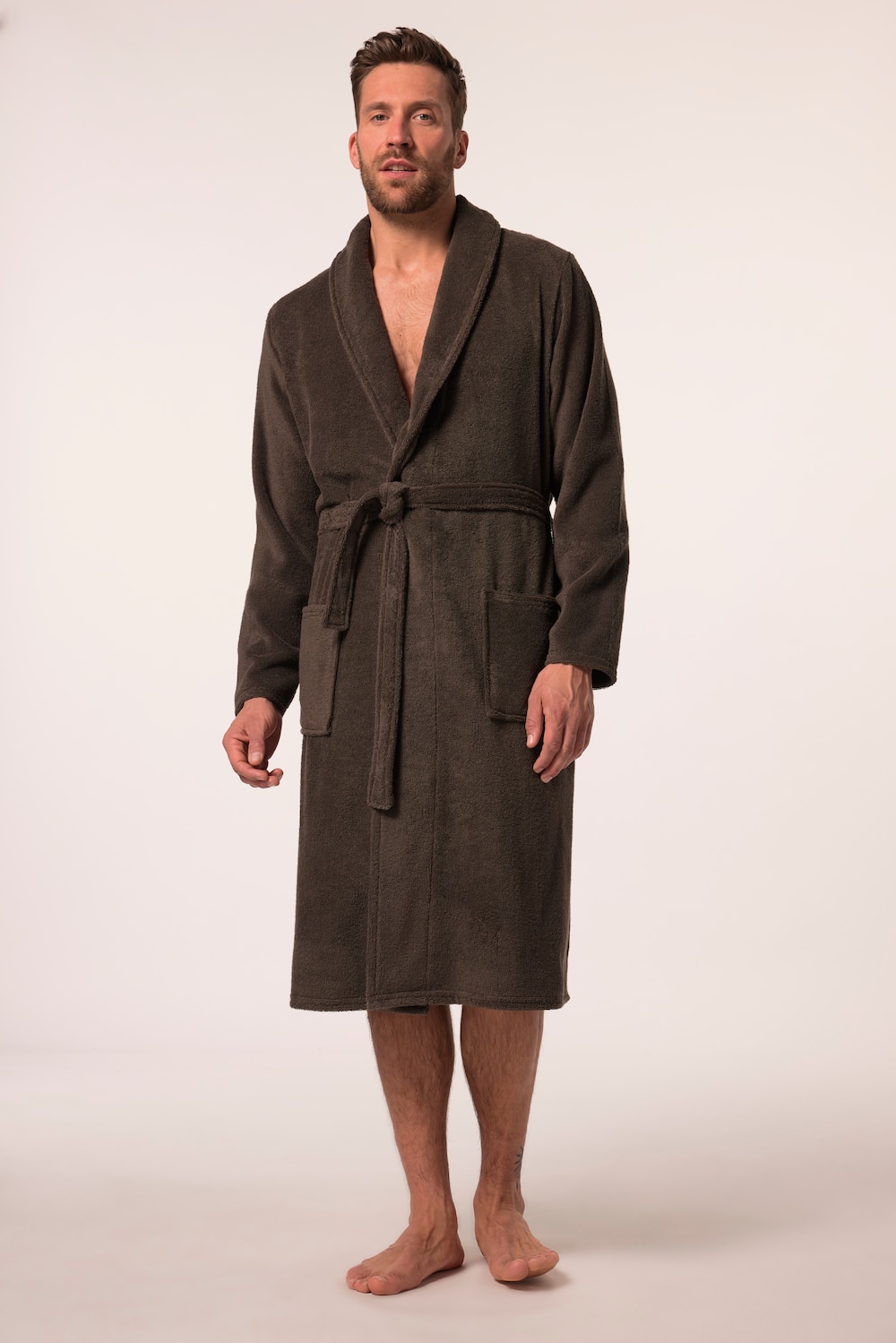 Badjas, loungewear, sjaalkraag, badstof, tot 8XL