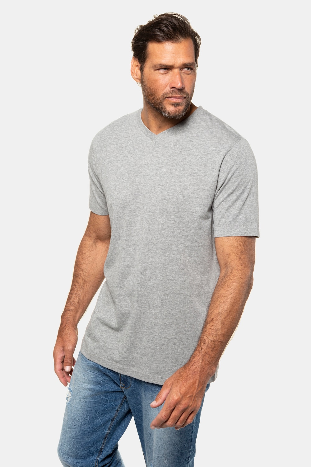 Grote Maten T-shirt, Heren, grijs, Maat: 7XL, Katoen/Polyester/Viscose, JP1880