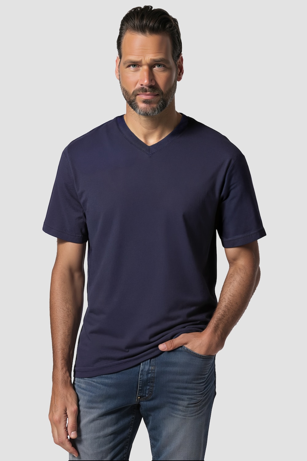 T-Shirt, Basic, V-Ausschnitt, bis 8XL