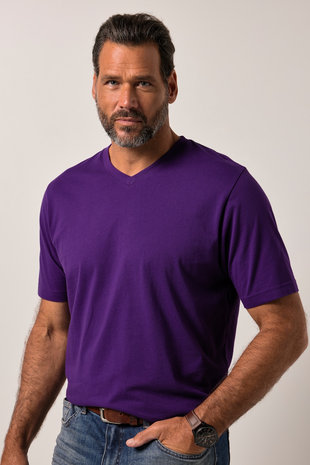 T-Shirt, Basic, V-Ausschnitt, bis 8XL