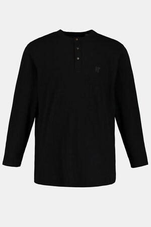 Duże rozmiary Koszulka henley, mężczyzna, czarna, rozmiar: XL, bawełna, JP1880