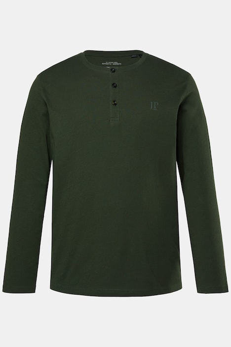 JP1880 Henley, basic, shirt, lange mouwen, knoopsluiting, tot 8XL