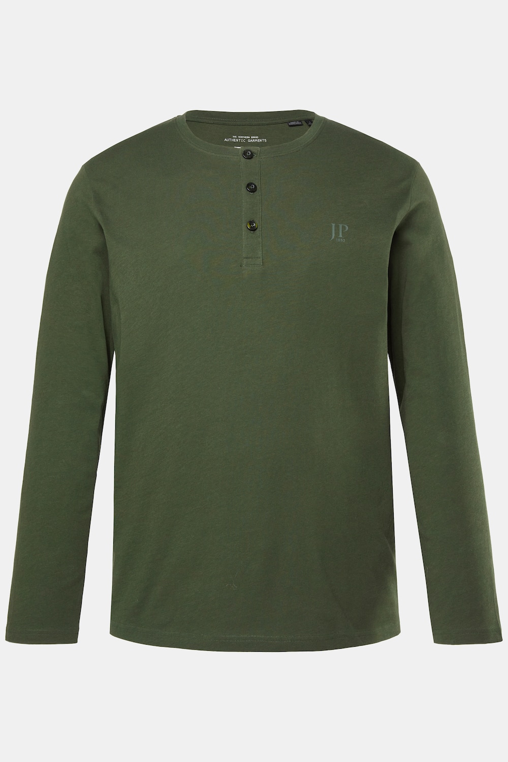 JP1880 Henley, Basic, Shirt, Langarm, Knopfleiste, bis 8XL
