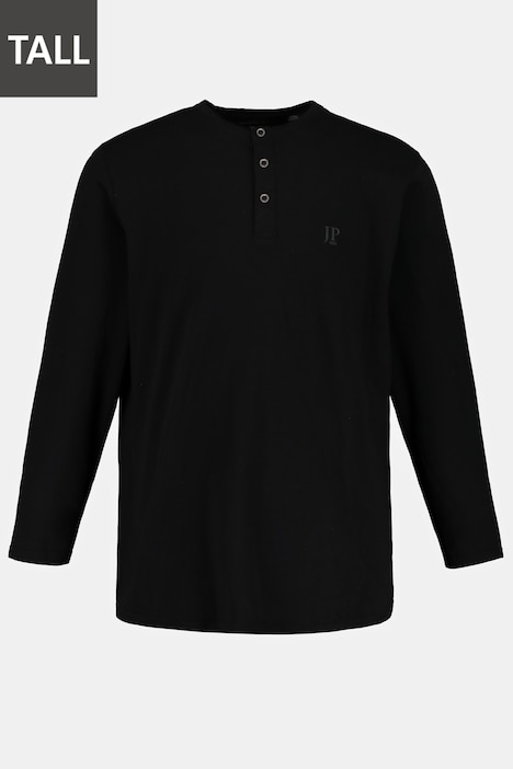 T-shirt Henley JP 1880, manches longues et patte de boutonnage, collection Basic - jusqu'au 8 XL
