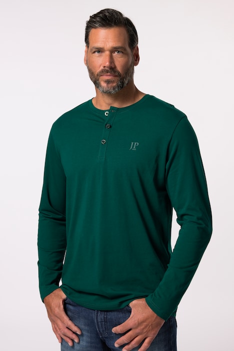 T-shirt Henley JP 1880, coupe Basic, manches longues et patte de boutonnage - jusqu'au 8 XL