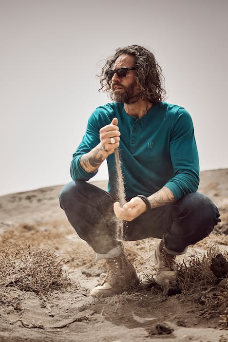 JP1880 Henley, basic, shirt, lange mouwen, knoopsluiting, tot 8XL