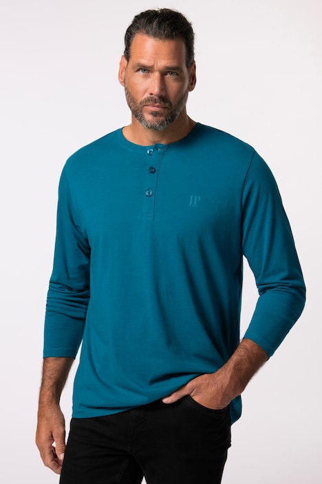 T-shirt Henley JP 1880, coupe Basic, manches longues et patte de boutonnage - jusqu'au 8 XL