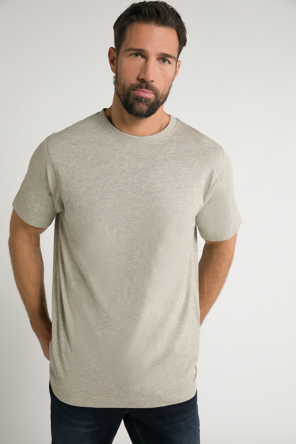 Große Größen T-Shirt, Herren, beige, Größe: L, Baumwolle, JP1880