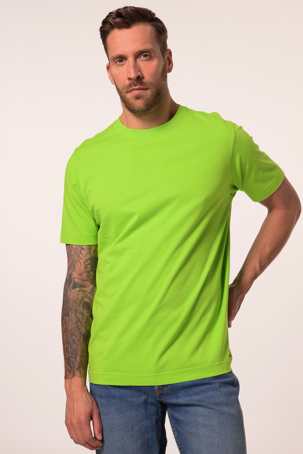 T-shirt, basic, ronde hals, gekamd katoen, tot 8XL