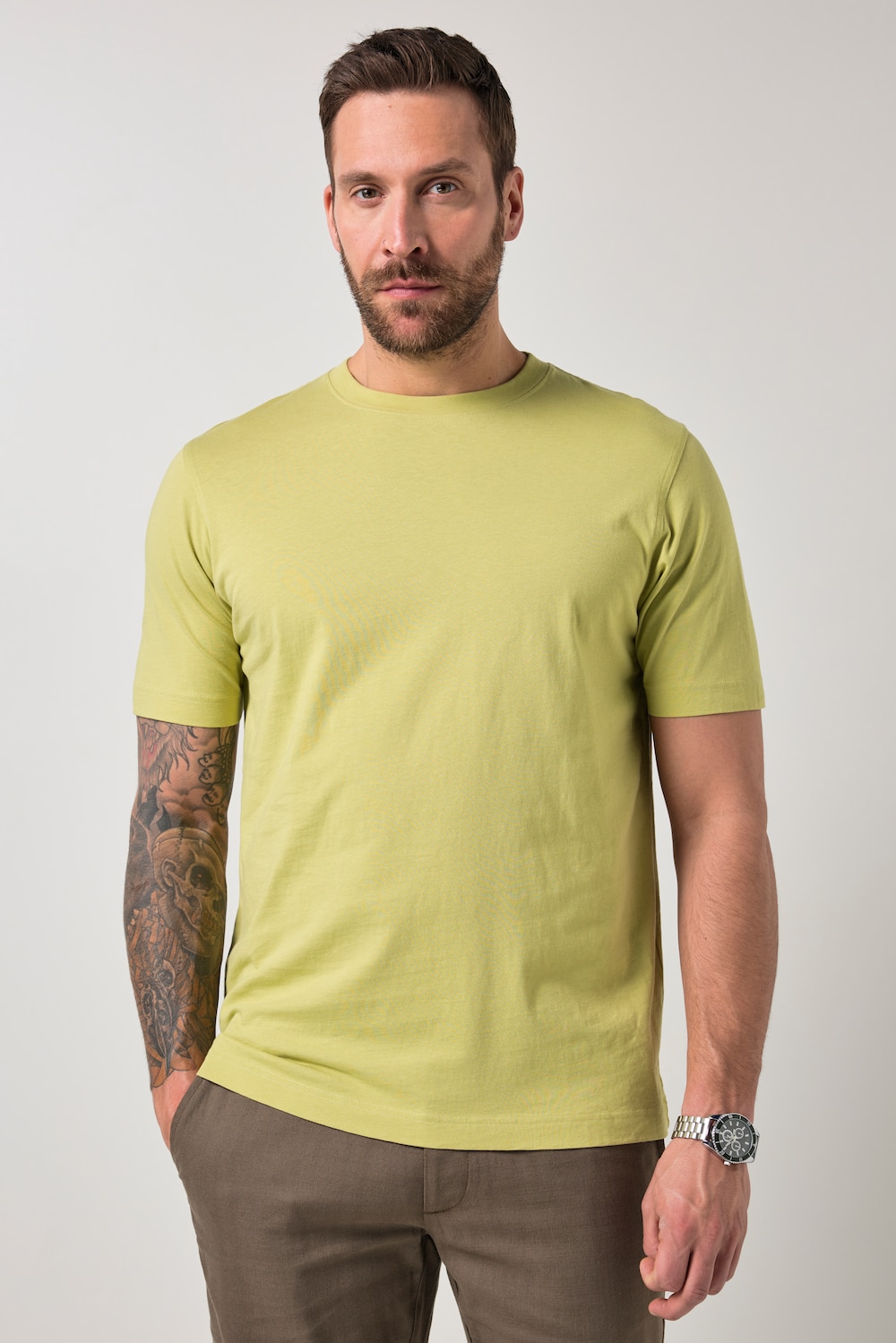 T-shirt, basic, ronde hals, gekamd katoen, tot 8XL